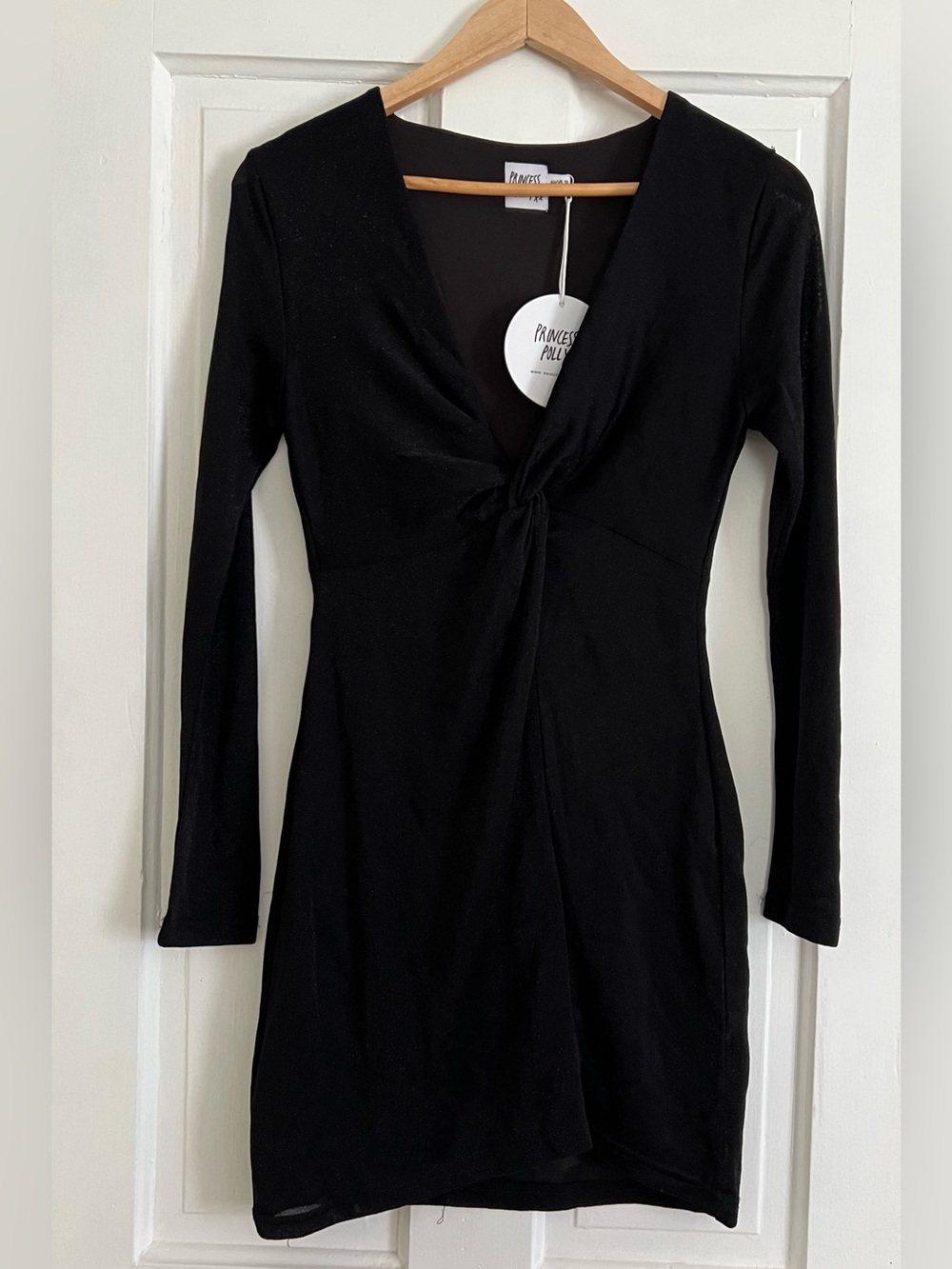 NWT Princess Polly Women’s Size 8 Black Mesh Mini Dress Long Sleeve Sparkle